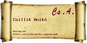 Csillik Anikó névjegykártya